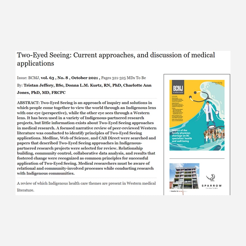 Screenshot of Two-Eyed Seeing, Current approaches, and discussion of medical applications