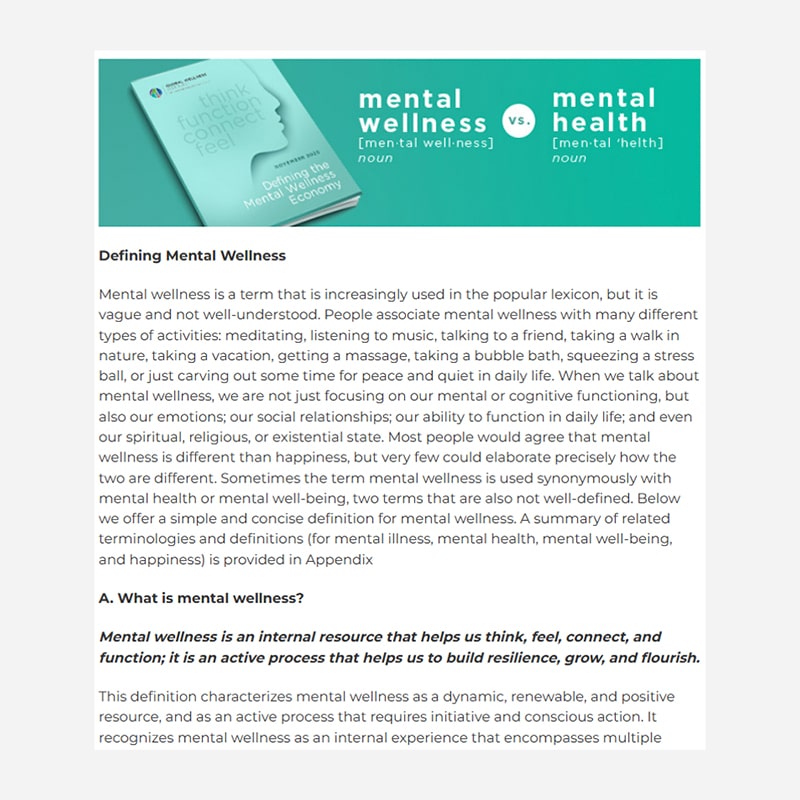 Screenshot of the article Defining “Mental Wellness” vs. “Mental Health”