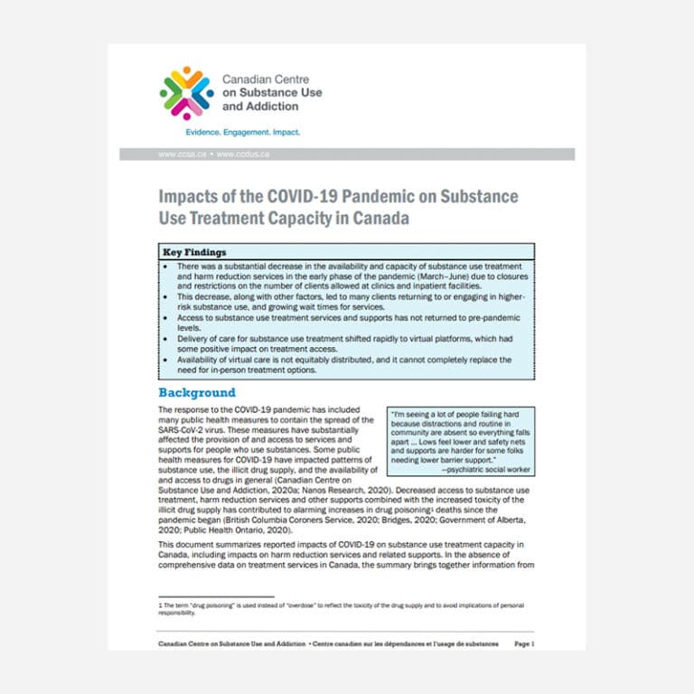 Impacts of the COVID-19 Pandemic on Substance Use Treatment Capacity in Canada – Canadian Centre on Substance Abuse and Addiction