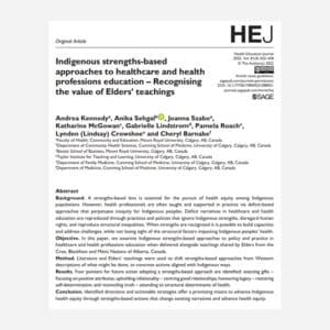 Screenshot of Indigenous strengths-based approaches to healthcare and health professions education: Recognising the value of Elders’ teachings