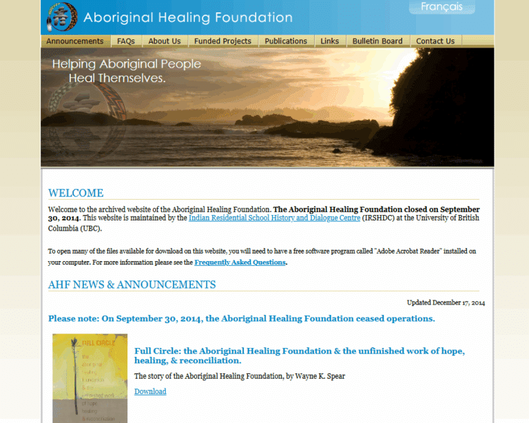 Aboriginal Healing Foundation – Archived