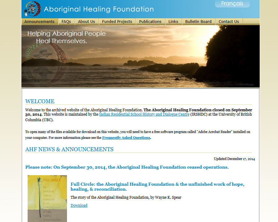Aboriginal Healing Foundation – Archived