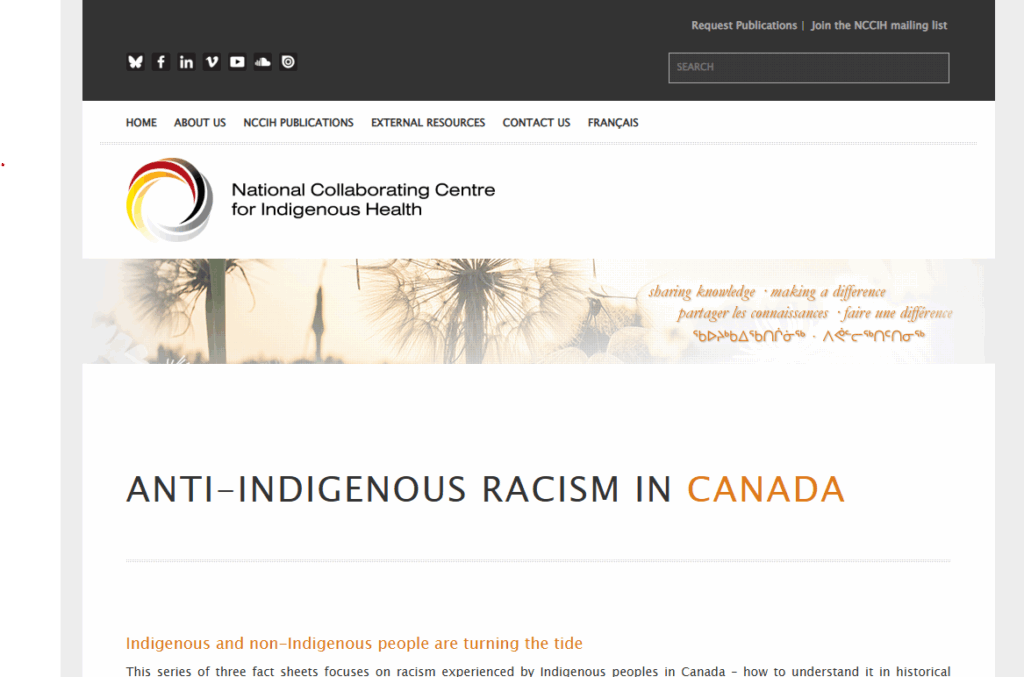 Anti-Indigenous Racism in Canada. National Collaborating Centre for Indigenous Health