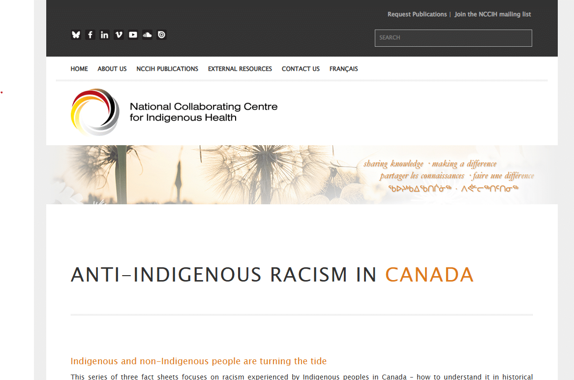 Anti-Indigenous Racism in Canada. National Collaborating Centre for Indigenous Health