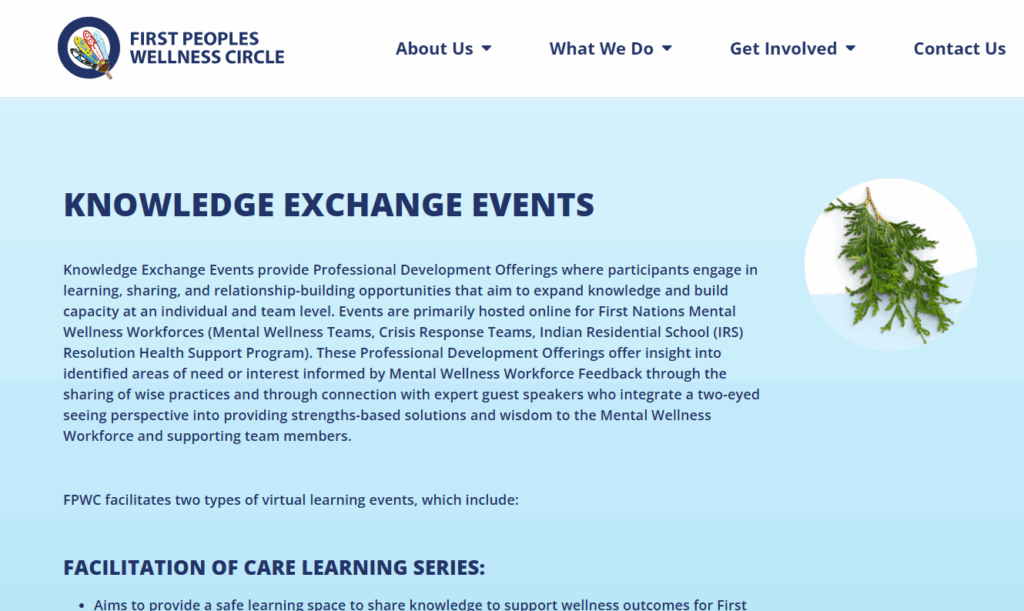 “Knowledge Exchange Events from First Peoples Wellness Circle”