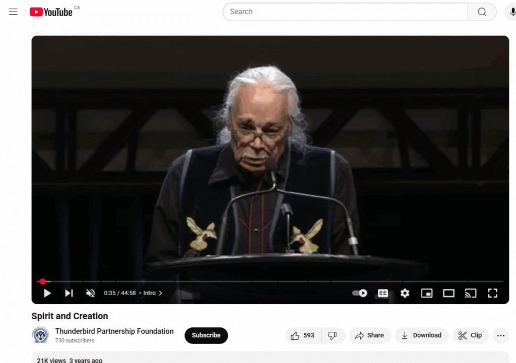 Onaubinisay (Elder Jim Dumont) Speaking about Spirit and Creation