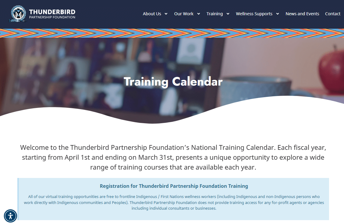 Thunderbird Partnership Foundation Training Calendar