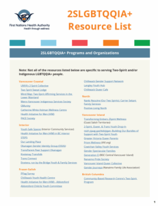 FNHA 2SLGBTQQIA+ Resource List