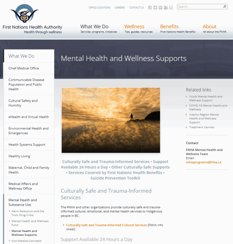 First Nations Health Authority: Mental Health and Wellness Supports