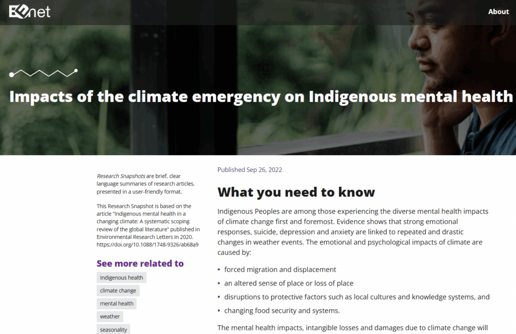 Impacts of the climate emergency on Indigenous mental health