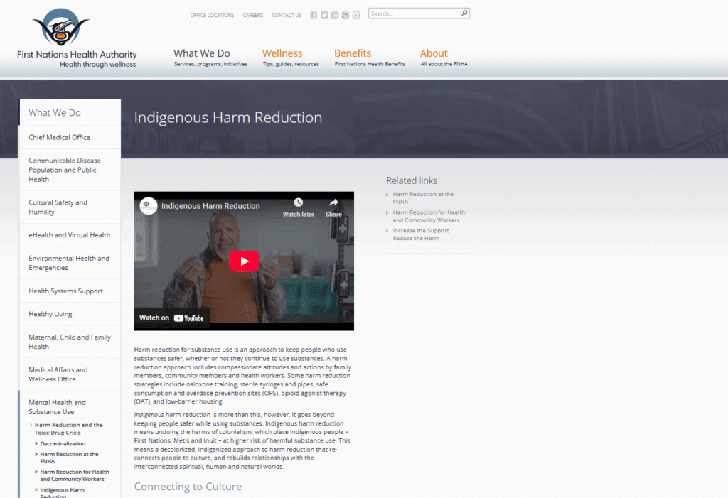 First Nations Health Authority: Indigenous Harm Reduction (Website)