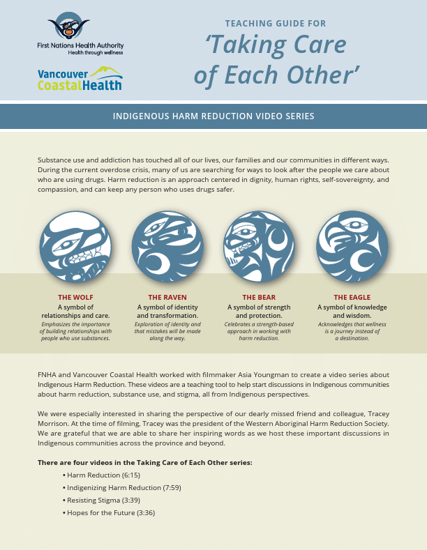 First Nations Health Authority: Teaching guide for Taking Care of Each Other